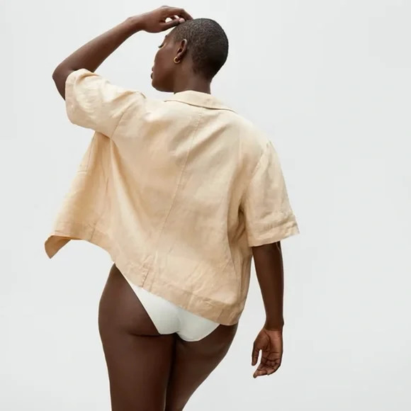 60% OFF Nwt Everlane The Linen Workwear Shirt Warm Khaki Small MSRP: $150 - Picture 2 of 4